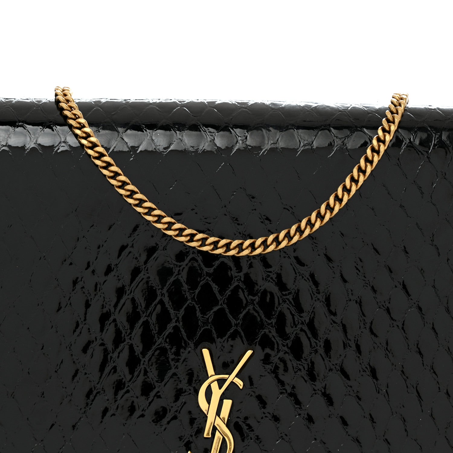 Saint Laurent Embossed Monogram Chain Wallet Black 8 of 15