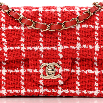 Chanel Tweed Quilted Mini Rectangular Flap White Red 8 of 12