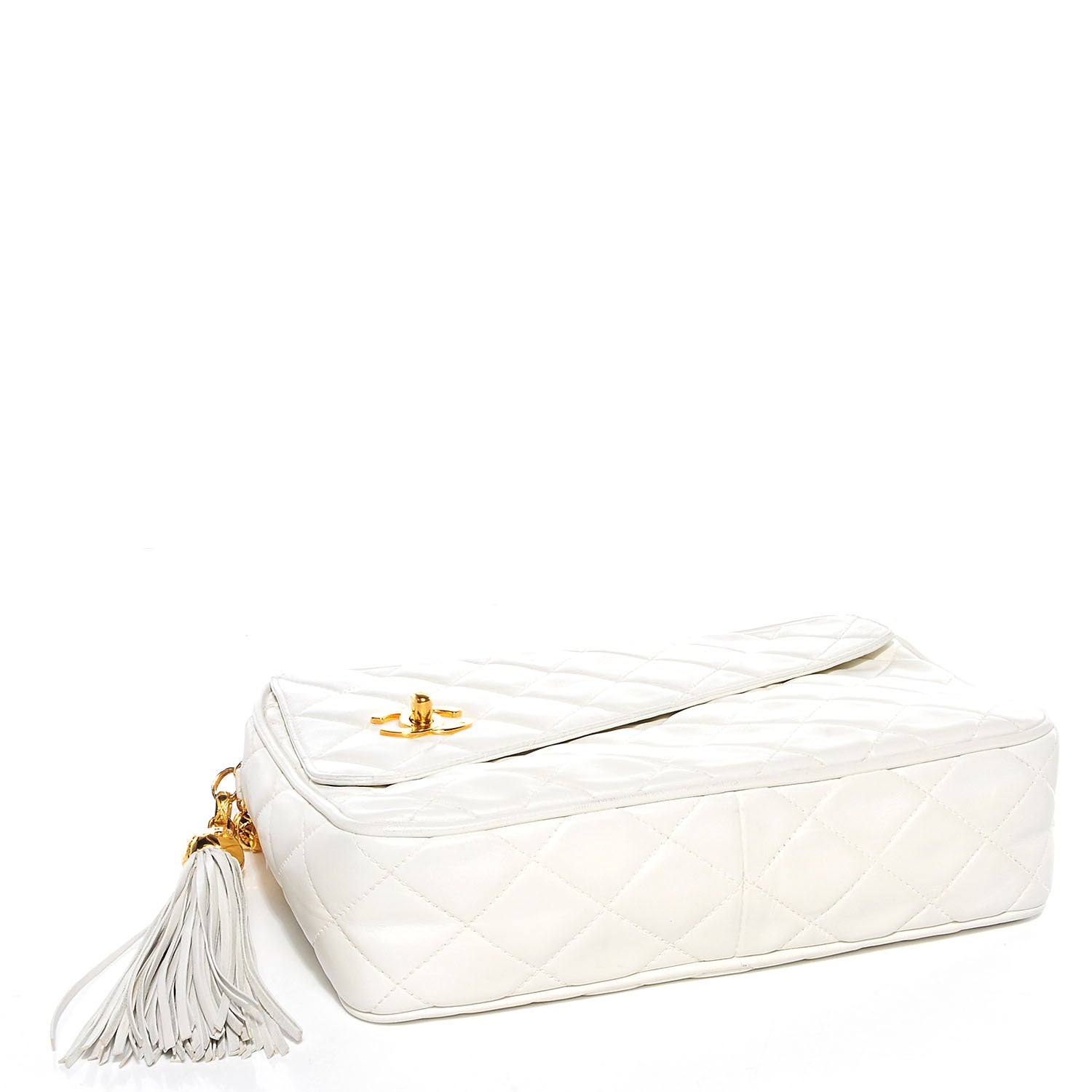 Chanel Lambskin Quilted Tassel Camera Case White 4 of 8