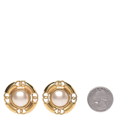 Chanel Pearl CC Clip On Earrings Gold 2 of 4