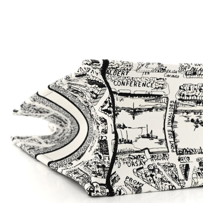 Christian Dior Canvas Embroidered Medium Plan De Paris Book Tote White Black 8 of 9