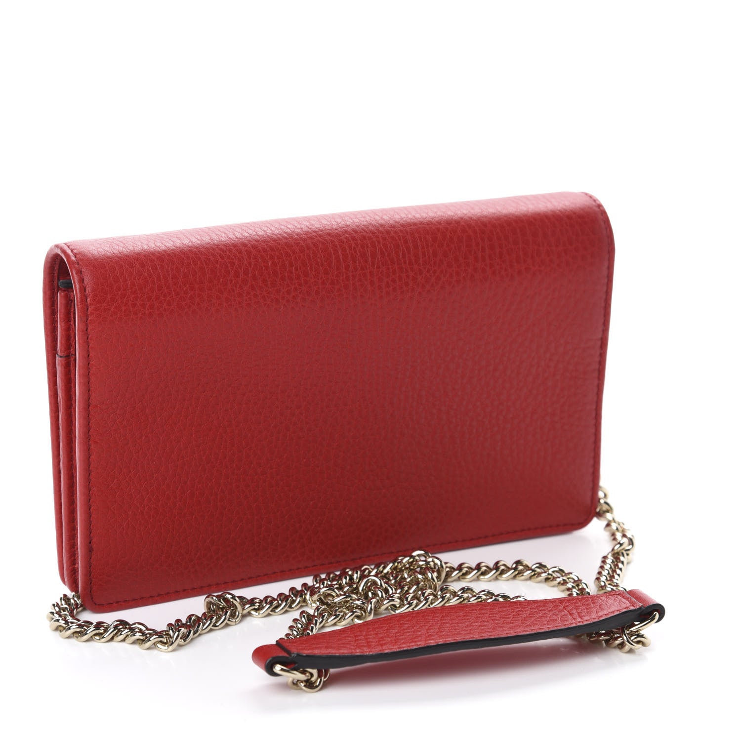 Gucci Pebbled Calfskin Soho Wallet on Chain Tabasco Red 3 of 11