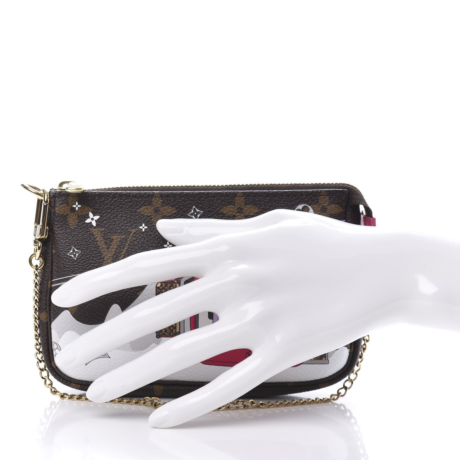 Louis Vuitton Monogram 2019 Christmas Animation Mini Courchevel Pochette Accessories Fuchsia 2 of 10