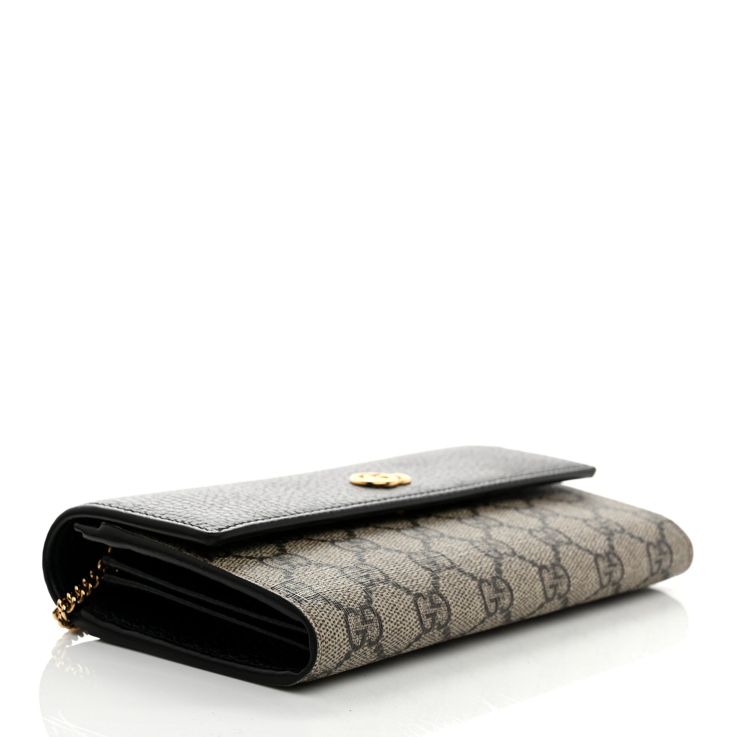 Dollar Calfskin GG Supreme Monogram Petite GG Marmont Wallet Chain Bag Black Beige Ebony