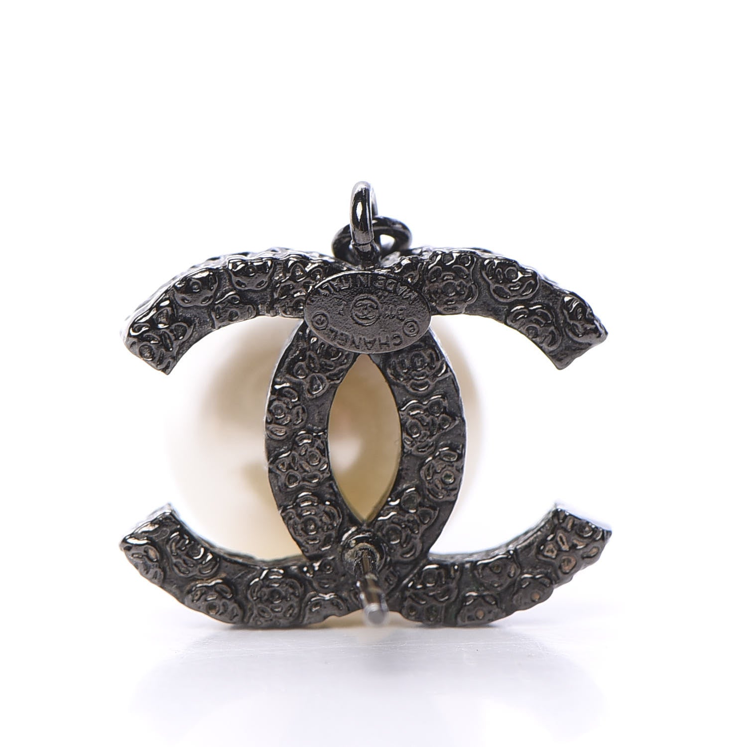 Chanel Pearl CC Drop Camelia Earrings Black Pearly White 4 of 6
