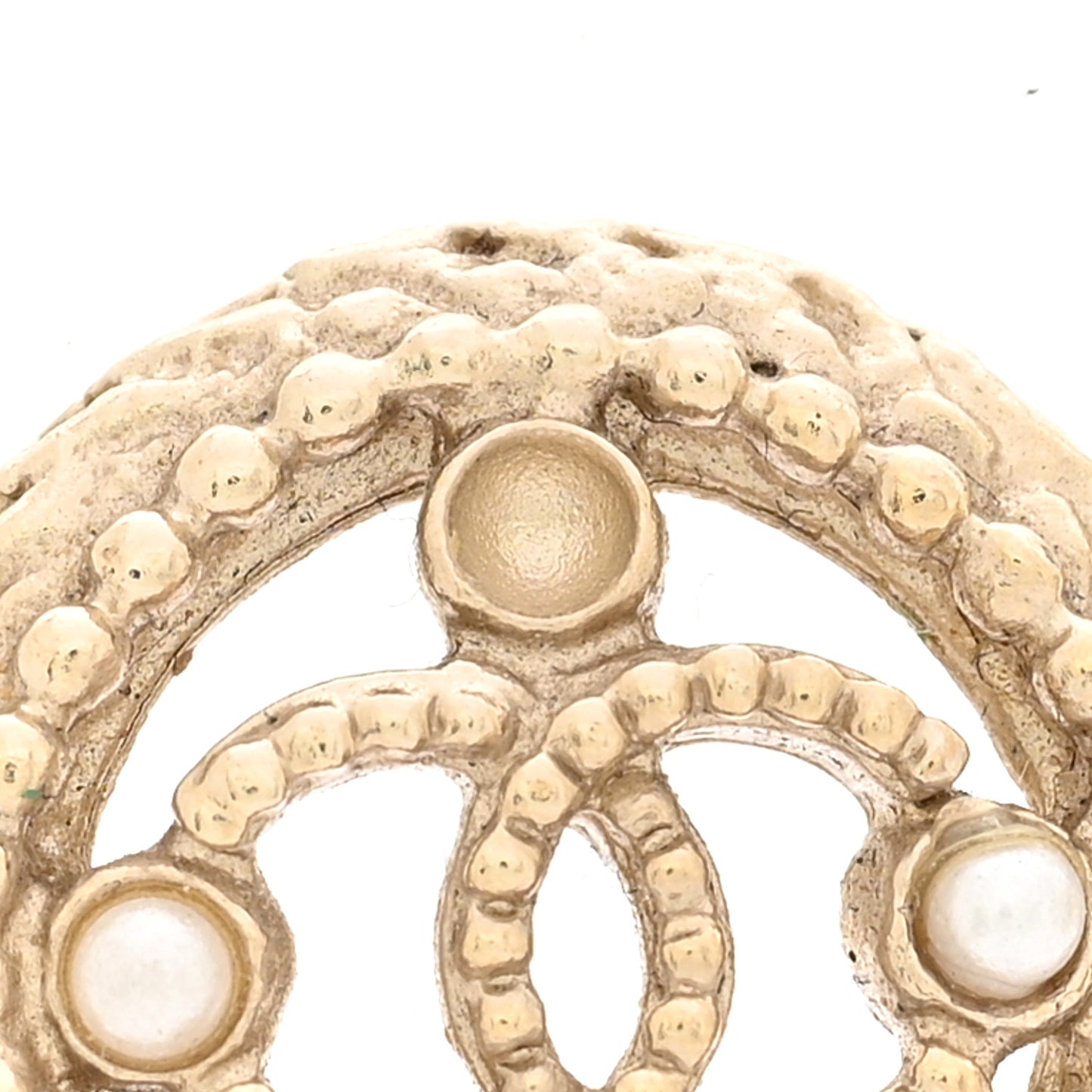 Pearl CC Round Rope Earrings Gold