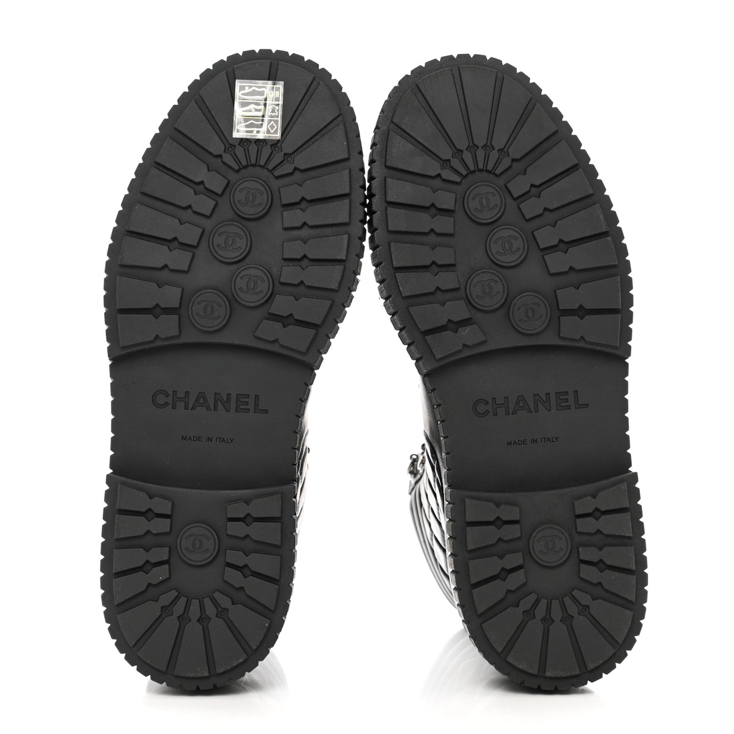 Calfskin Grosgrain Quilted Lace Up Boots 37.5 Black Grey