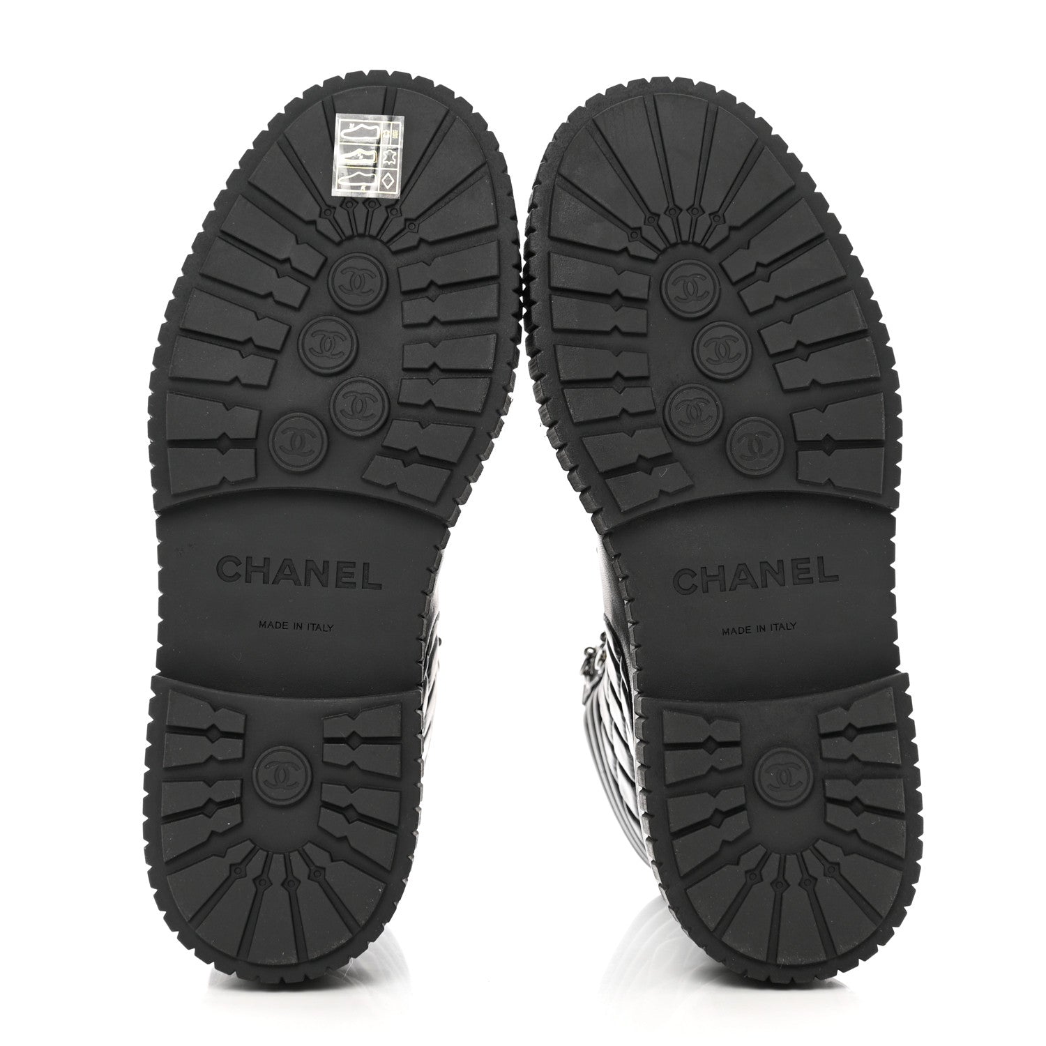 Chanel Calfskin Grosgrain Quilted Lace Up Boots 37.5 Black Grey 5 of 9