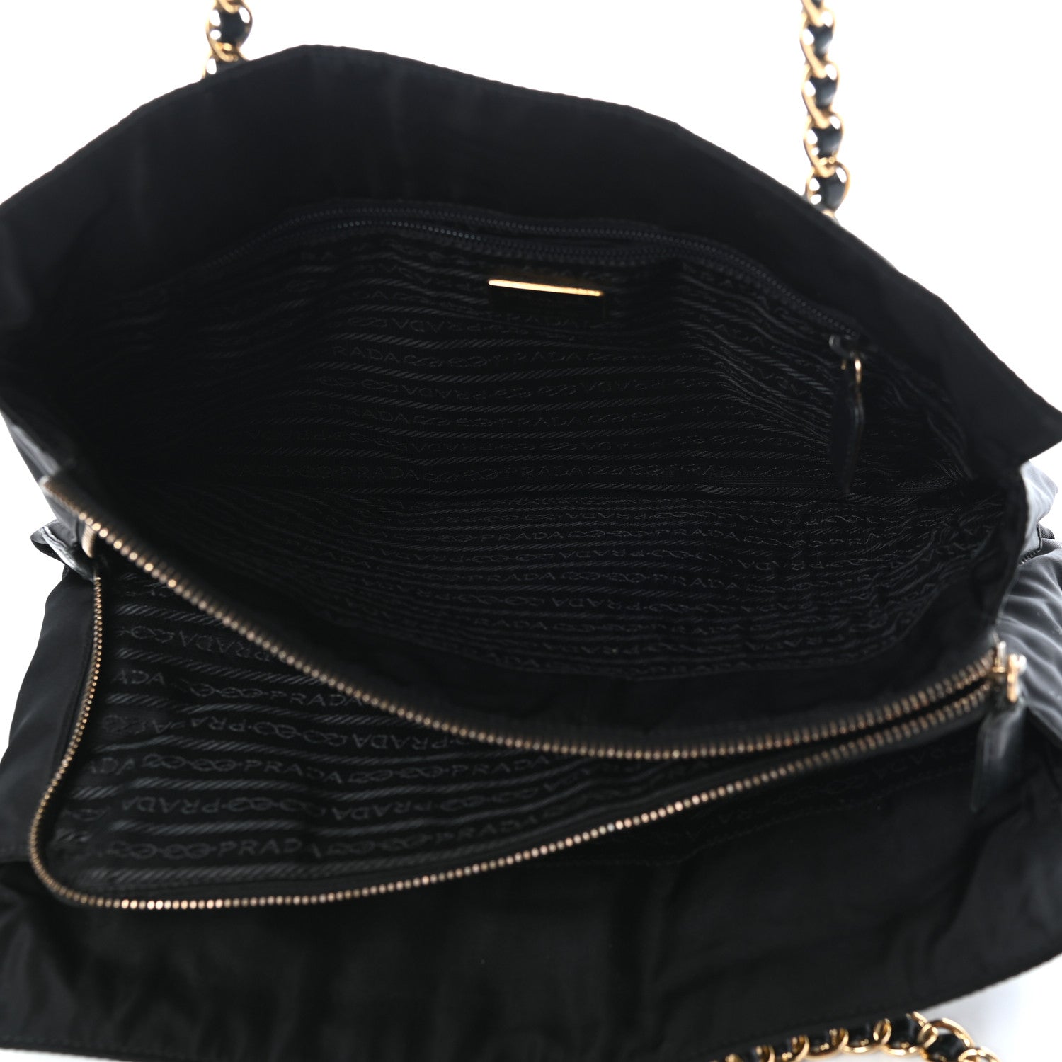 Prada Nylon Tessuto Acciaio Chain Shoulder Bag Black 5 of 11
