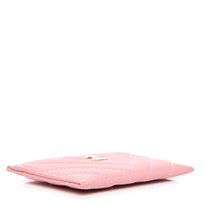 Chanel Caviar Chevron Quilted Card Holder Wallet Pink 4 of 10