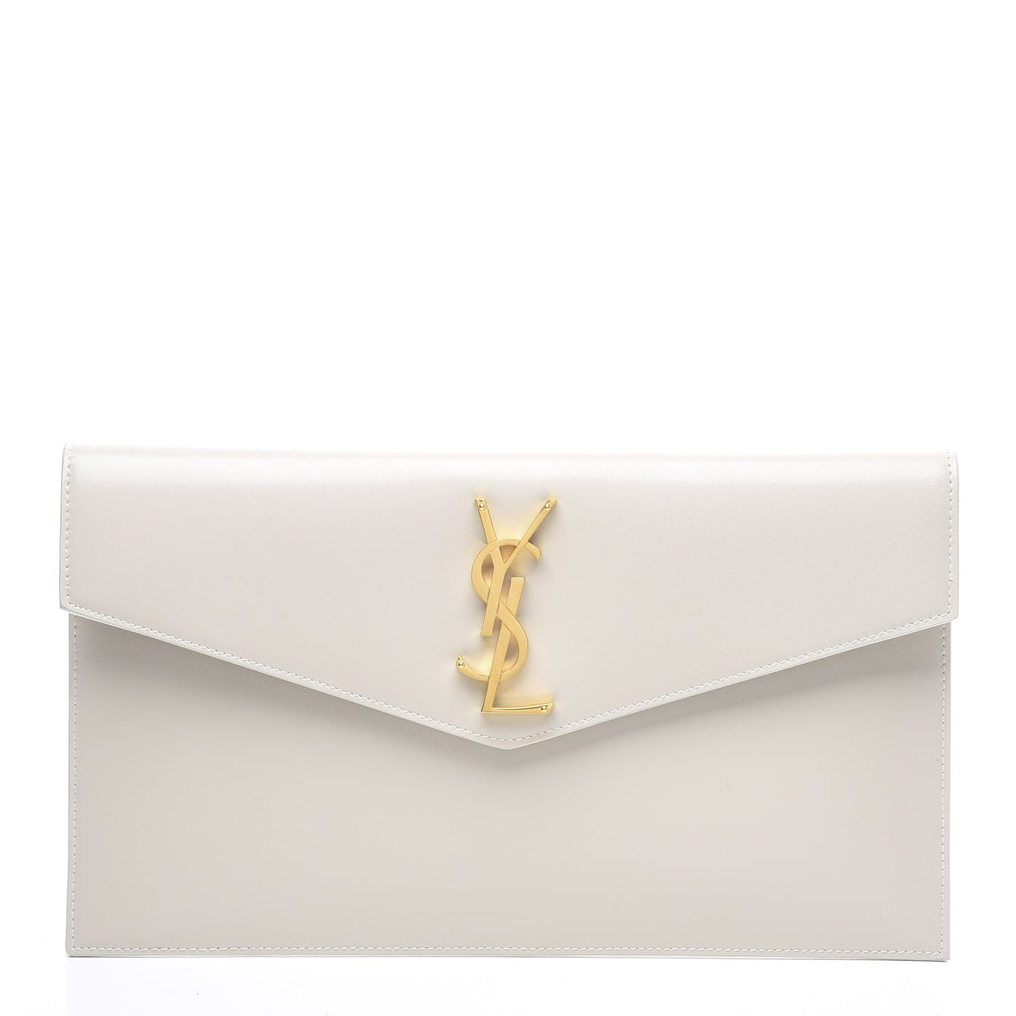 Smooth Shiny Calfskin Uptown Pouch Crema Soft