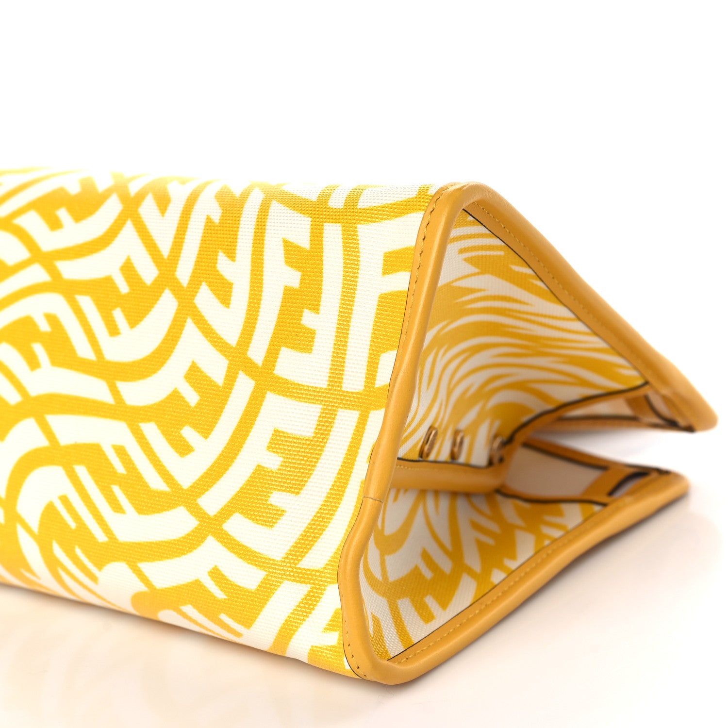Fendi X SARAH COLEMAN Glazed Canvas Vitello Grace FF Vertigo Mini Peekaboo Defender Cover Mimosa White 8 of 8