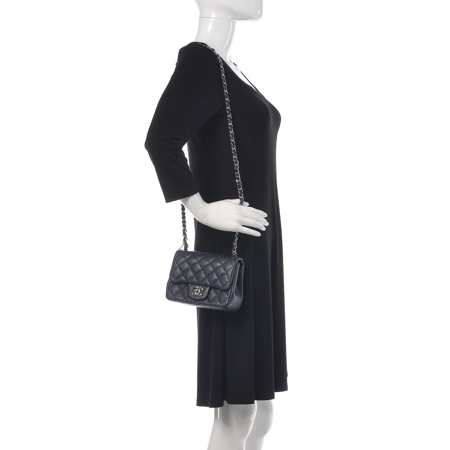 Chanel Caviar Quilted Mini Square Flap Navy 2 of 10