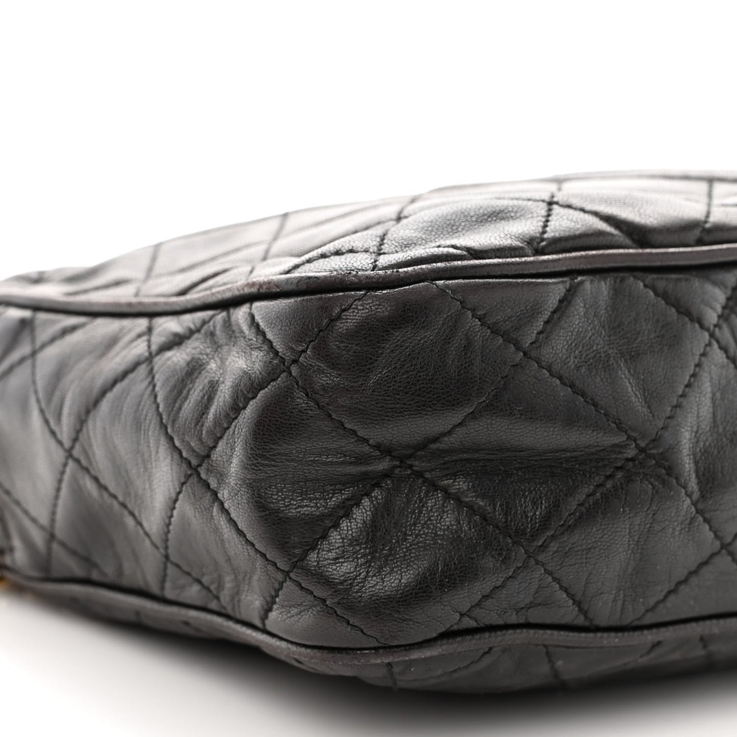 Lambskin Quilted CC Tassel Camera Case Black