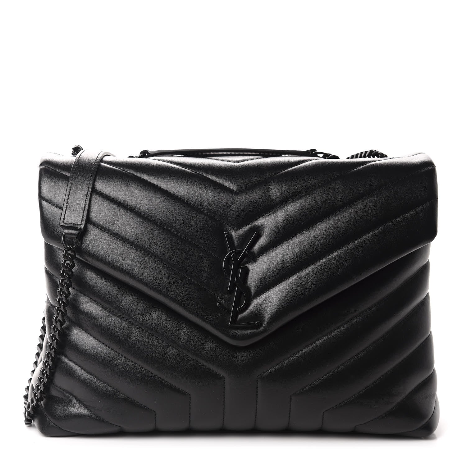 Saint Laurent Calfskin Y Quilted Monogram Medium Loulou Chain Satchel Black 1 of 11