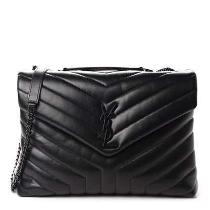 Saint Laurent Calfskin Y Quilted Monogram Medium Loulou Chain Satchel Black 1 of 11