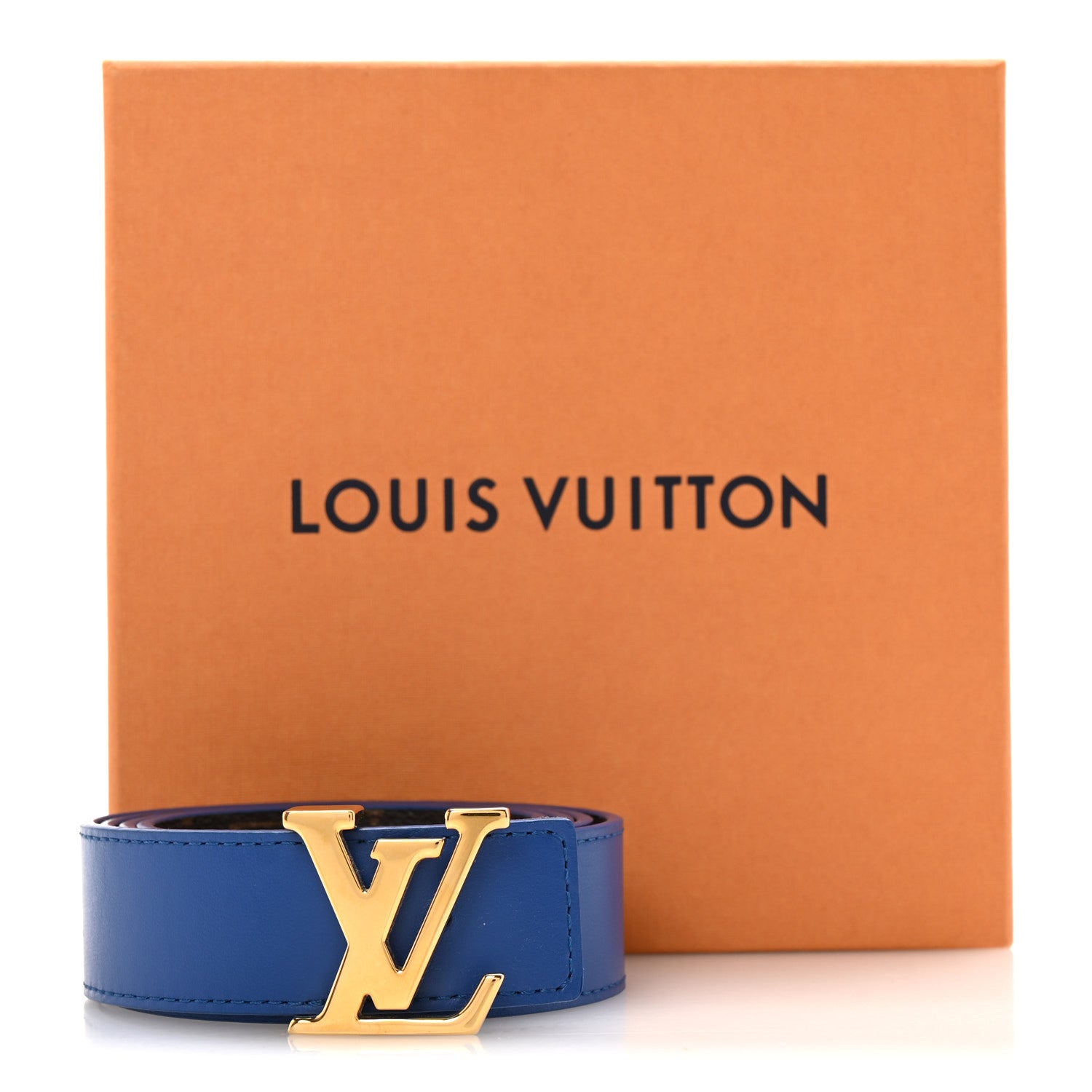 Louis Vuitton Calfskin Monogram 30mm LV Initiales Reversible Belt 85 34 Blue 6 of 6