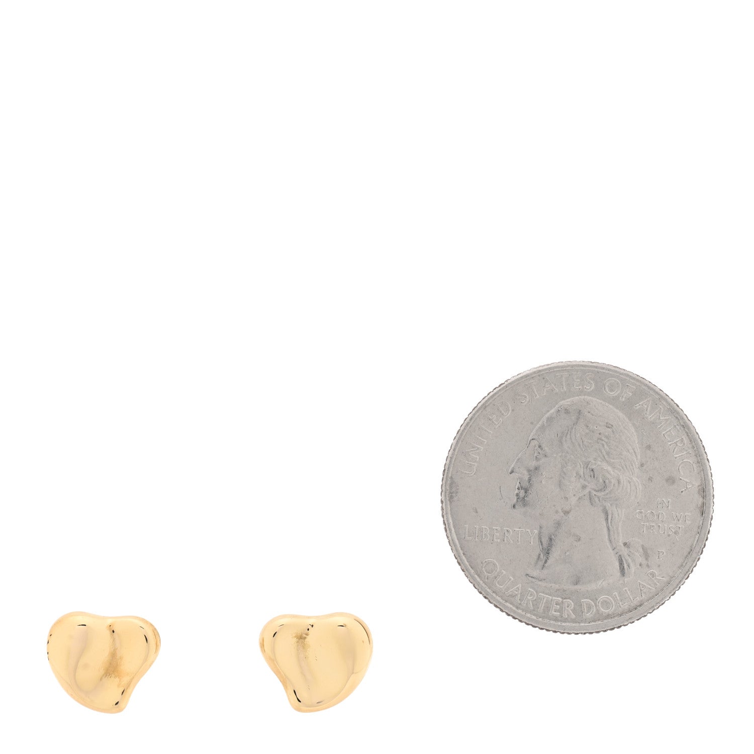 Tiffany 18K Yellow Gold 10mm Elsa Peretti Full Heart Earrings 2 of 4