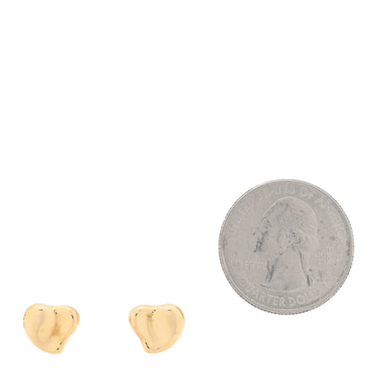 Tiffany 18K Yellow Gold 10mm Elsa Peretti Full Heart Earrings 2 of 4