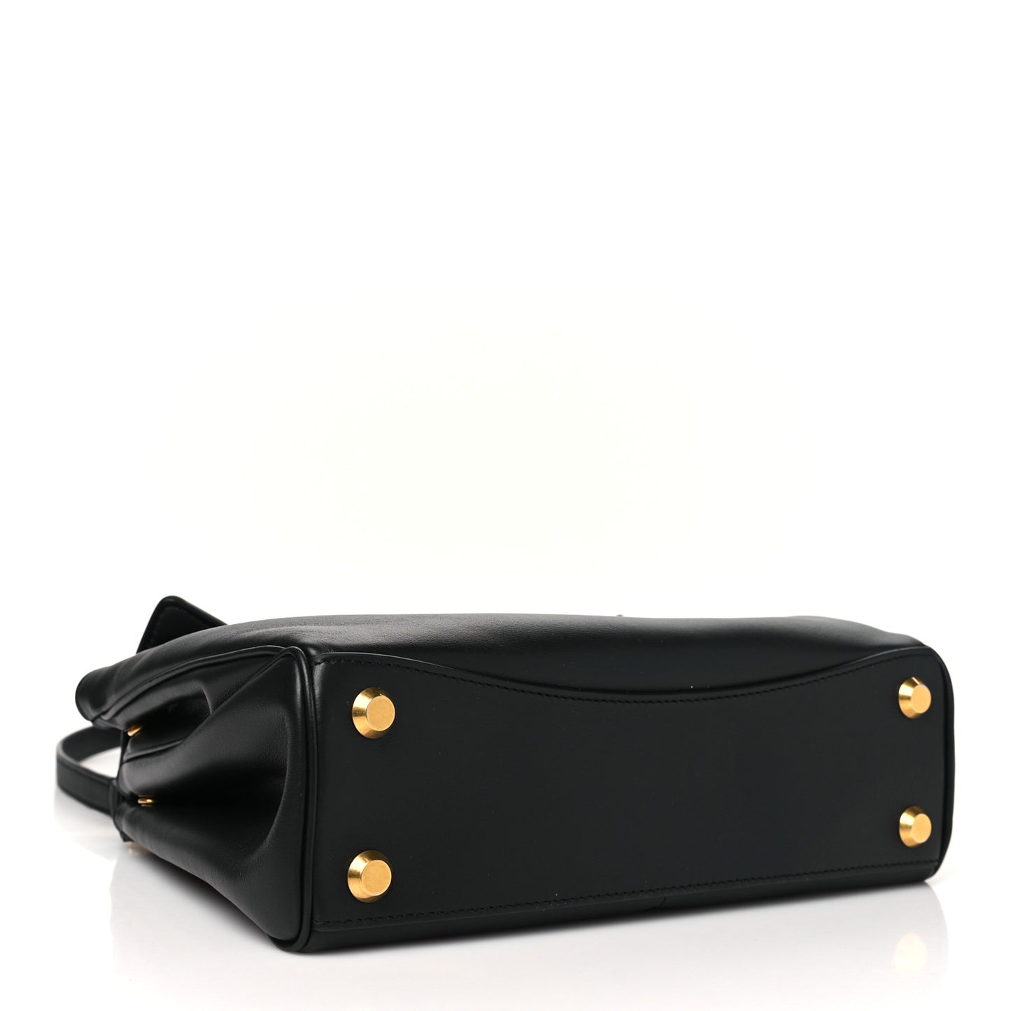 Natural Smooth Calfskin Mini Rodeo Top Handle Handbag Black