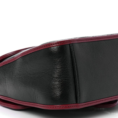 Gucci Vintage Effect Calfskin Matelasse Diagonal Mini Torchon GG Marmont Top Handle Shoulder Bag Black Romantic Cherry 11 of 12