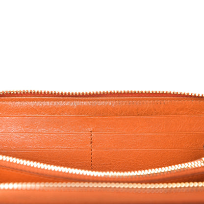 Balenciaga Agneau Classic Hardware Continental Zip Around Wallet Tangerine 8 of 15