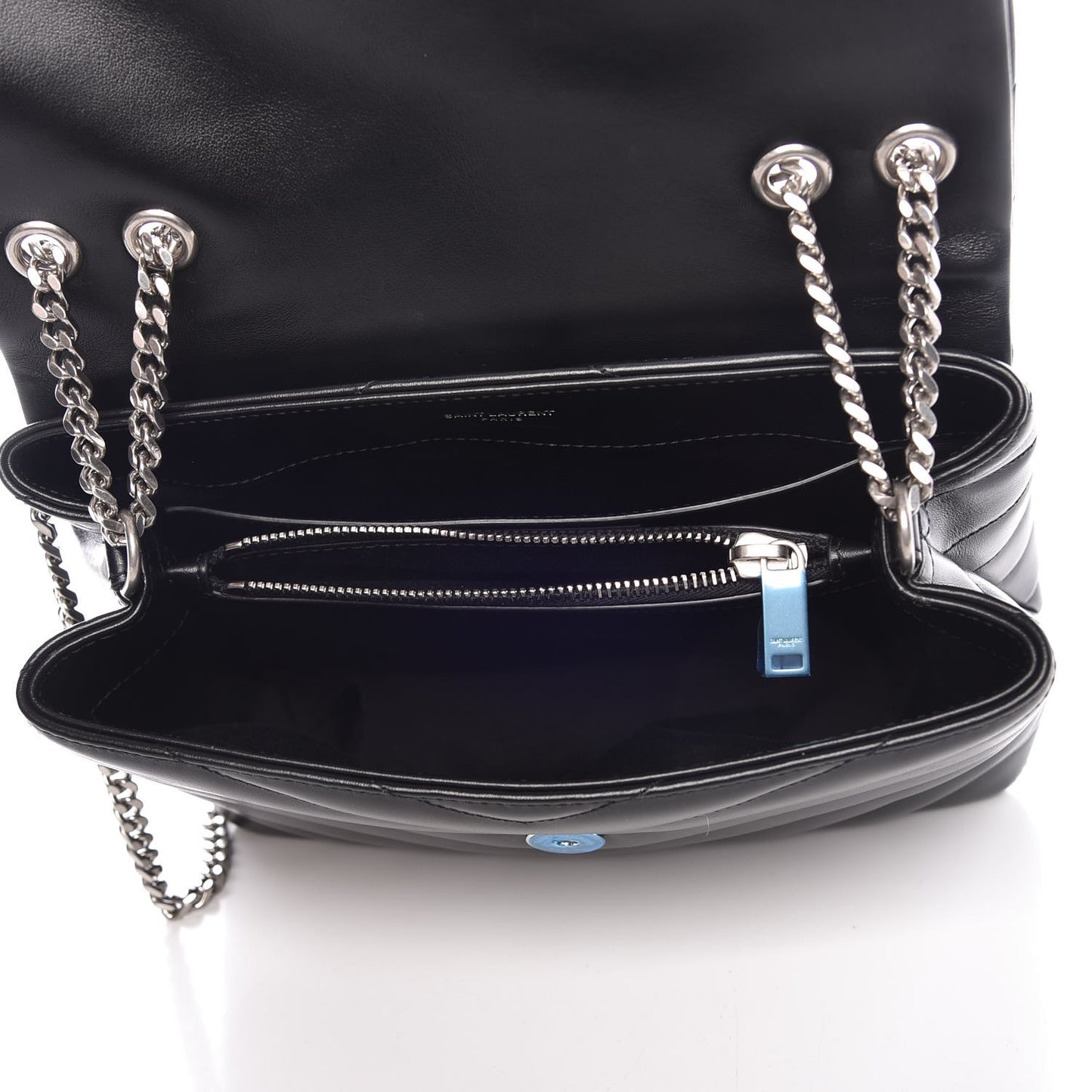 Calfskin Y Quilted Monogram Small Loulou Chain Satchel Black