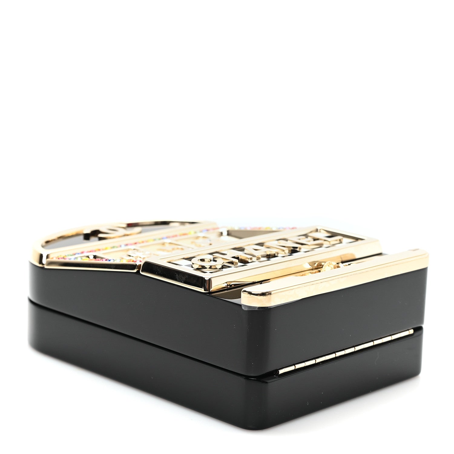 Chanel Resin Crystal Slot Machine Minaudiere Black Gold White Red 4 of 10