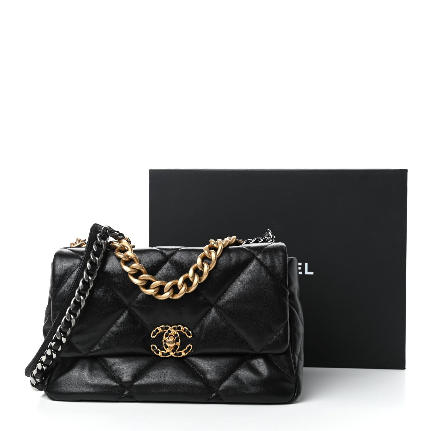 Chanel Goatskin Quilted Large Chanel 19 Flap Black 11 of 11