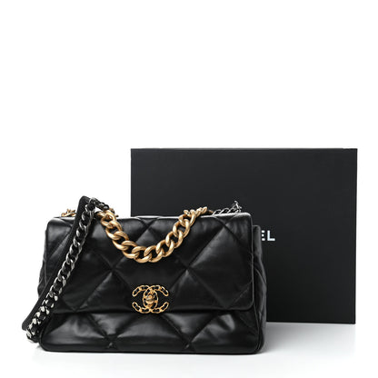Chanel Goatskin Quilted Large Chanel 19 Flap Black 11 of 11