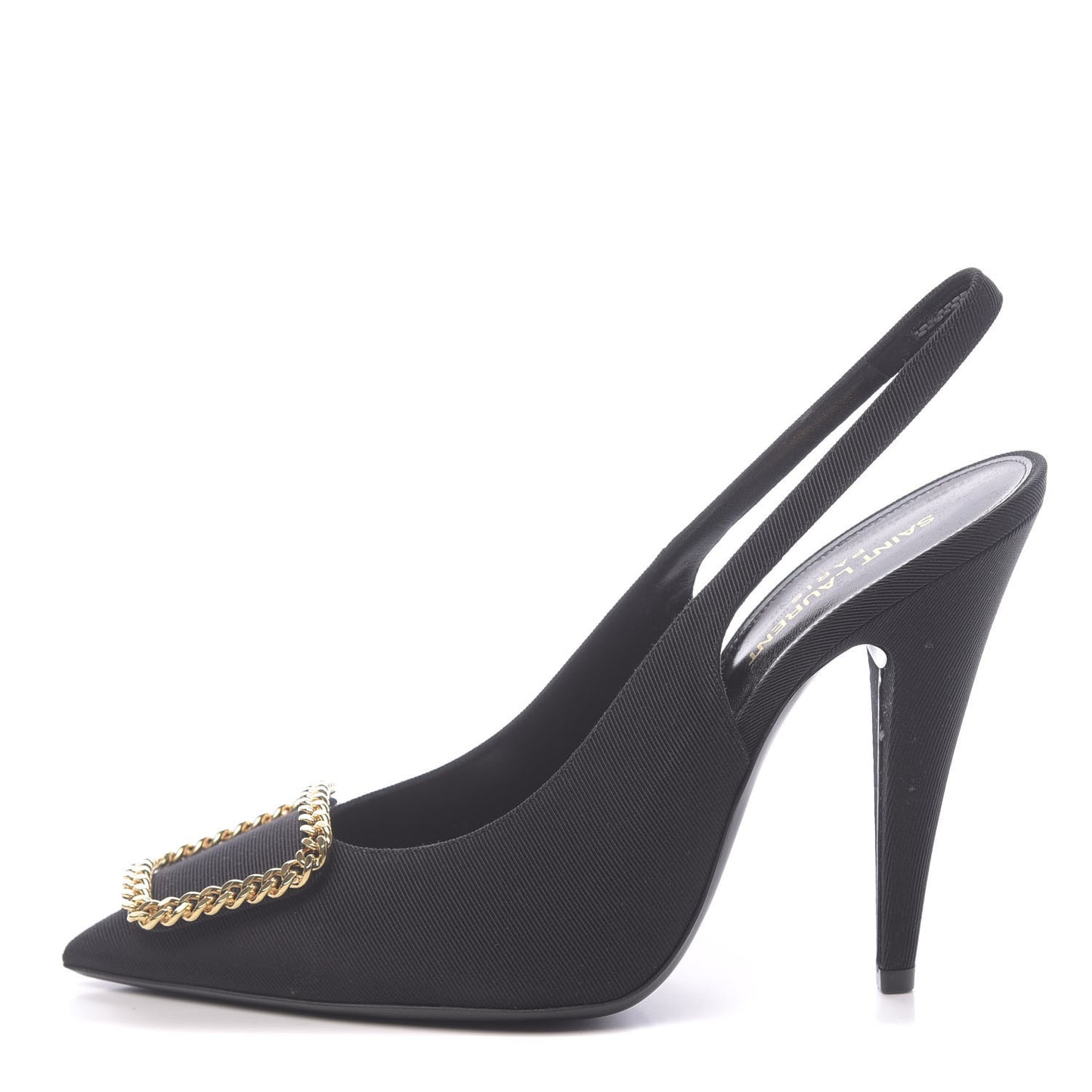 Grosgrain St. Sulpice Chain Buckle Slingback Pumps 40 Black