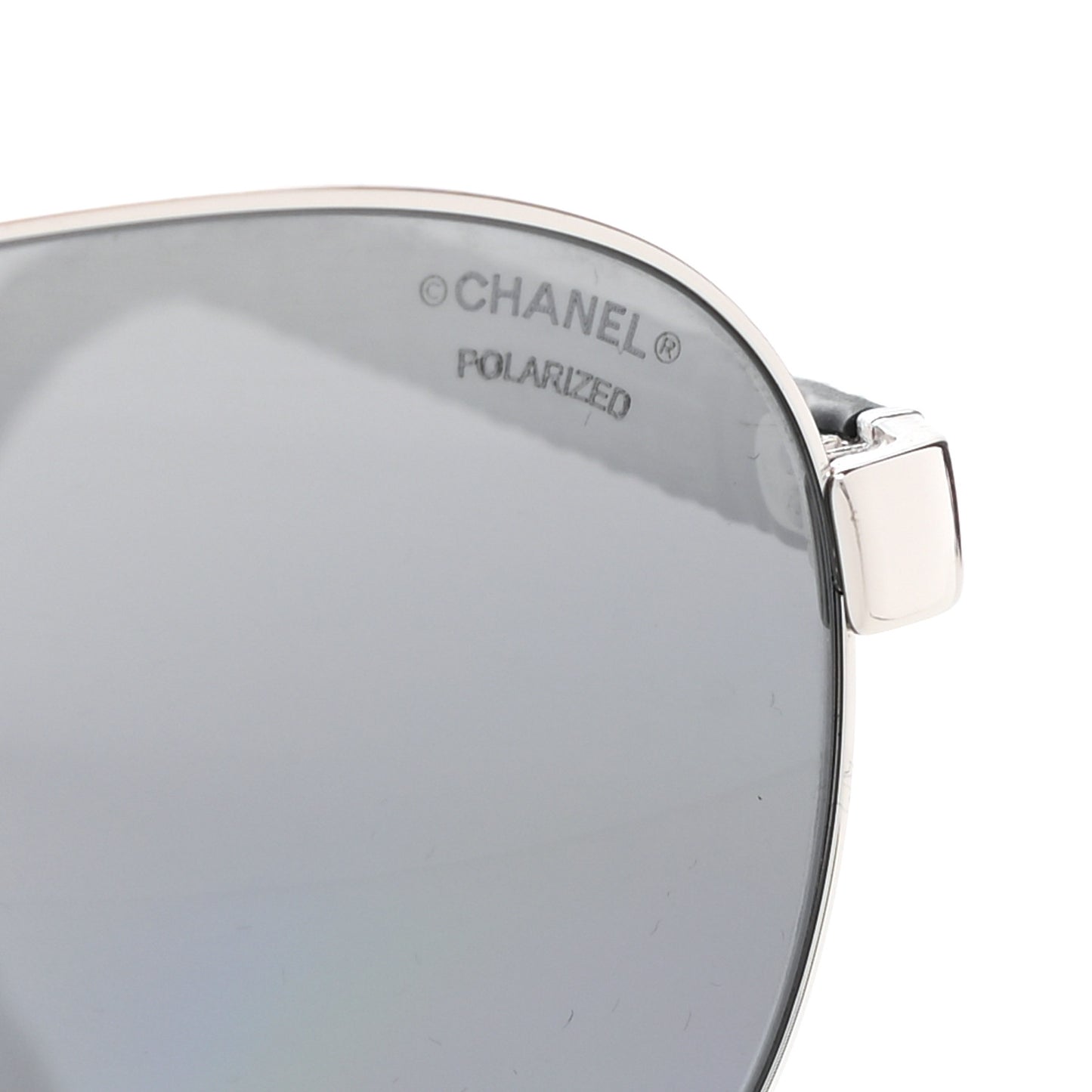 Lambskin Quilted CC Aviator Sunglasses 4195-Q White Silver