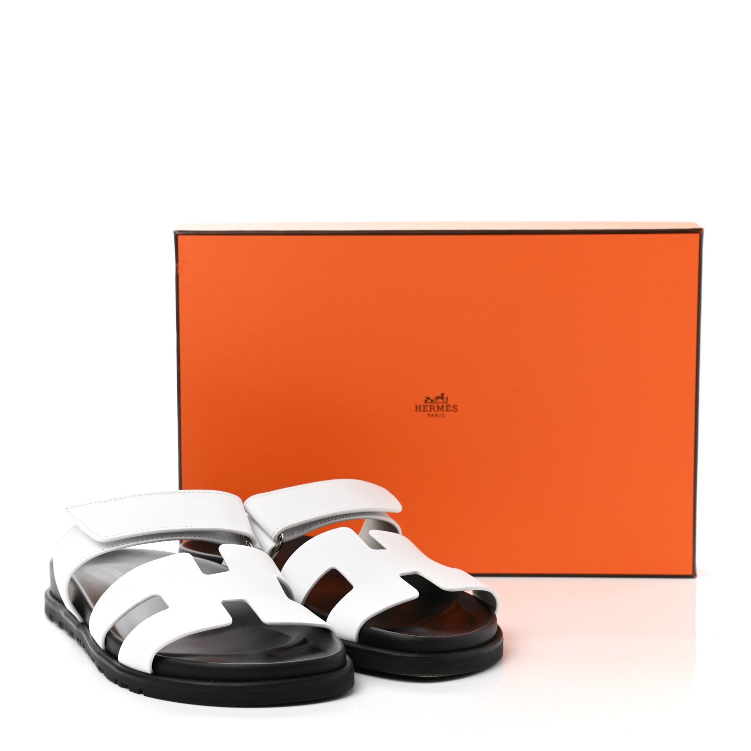 Hermes Calfskin Womens Chypre Sandals 37.5 White 9 of 9
