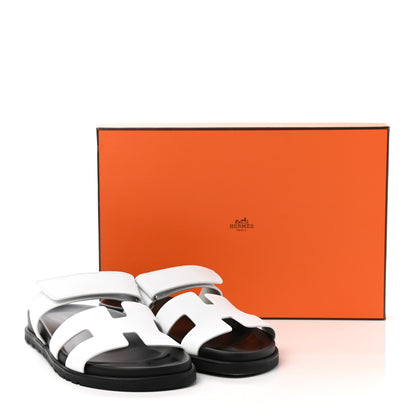 Hermes Calfskin Womens Chypre Sandals 37.5 White 9 of 9