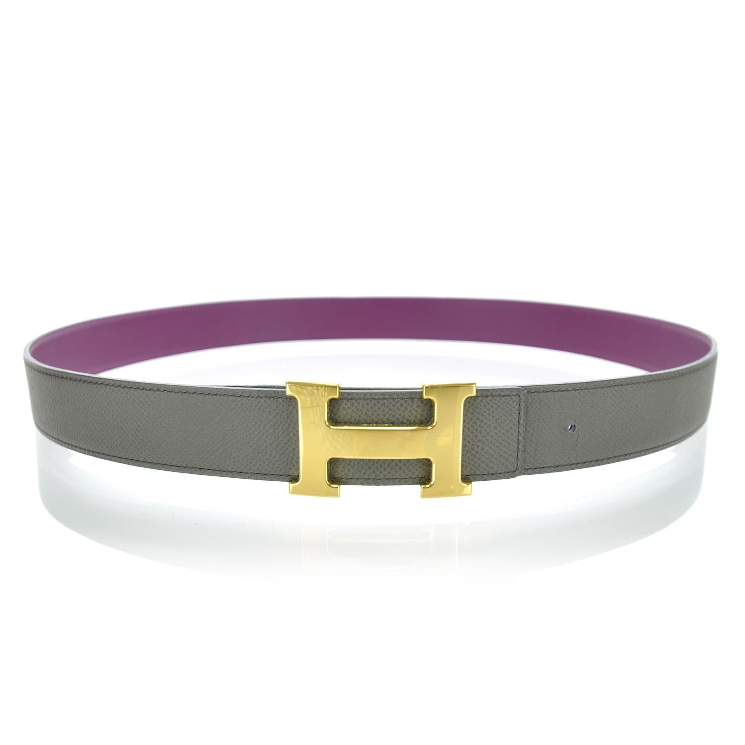 Hermes Epsom Swift Reversible H Belt 95 Etain Tosca 1 of 6