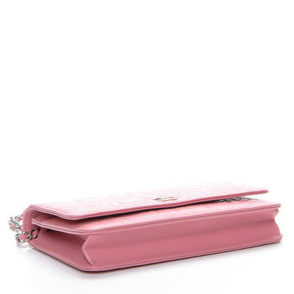 Chanel Lambskin Camellia Embossed Wallet On Chain WOC Pink 4 of 8