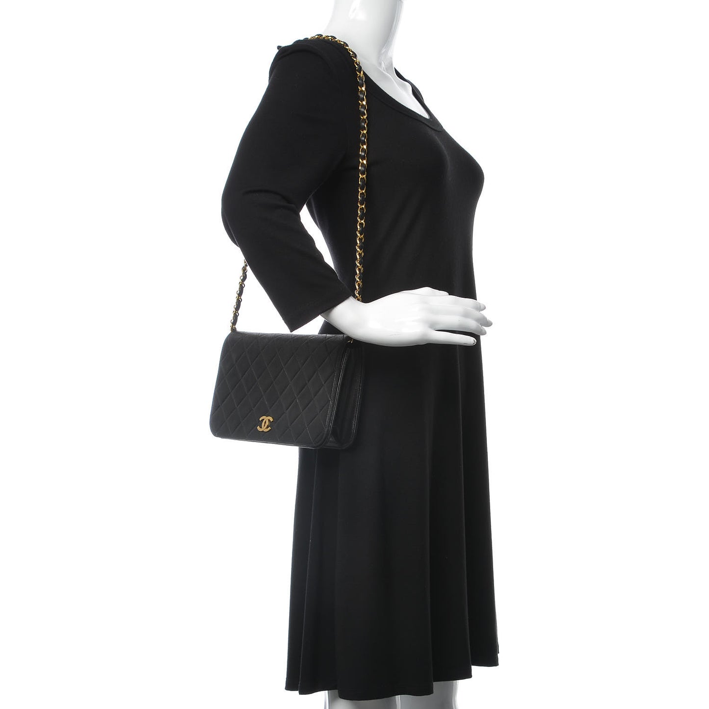 Lambskin Quilted Small Single Flap Black