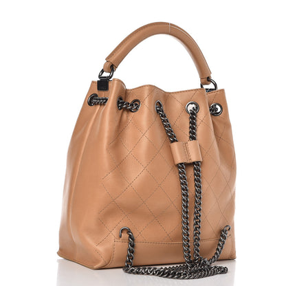 Chanel Calfskin Stitched Medium Urban Luxury Drawstring Backpack Beige 4 of 11