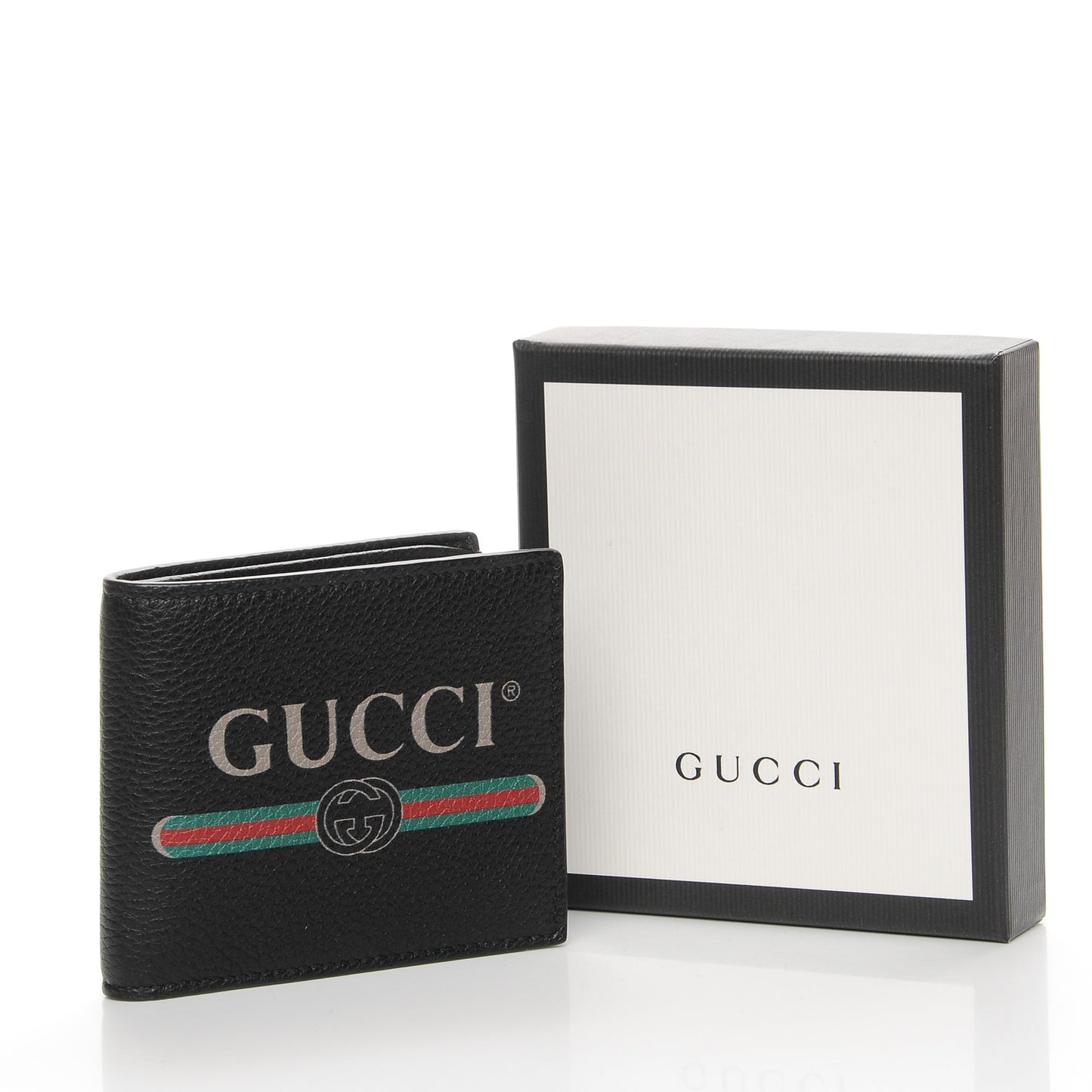Cripto Calfskin Logo Bi-Fold Wallet Black Grege