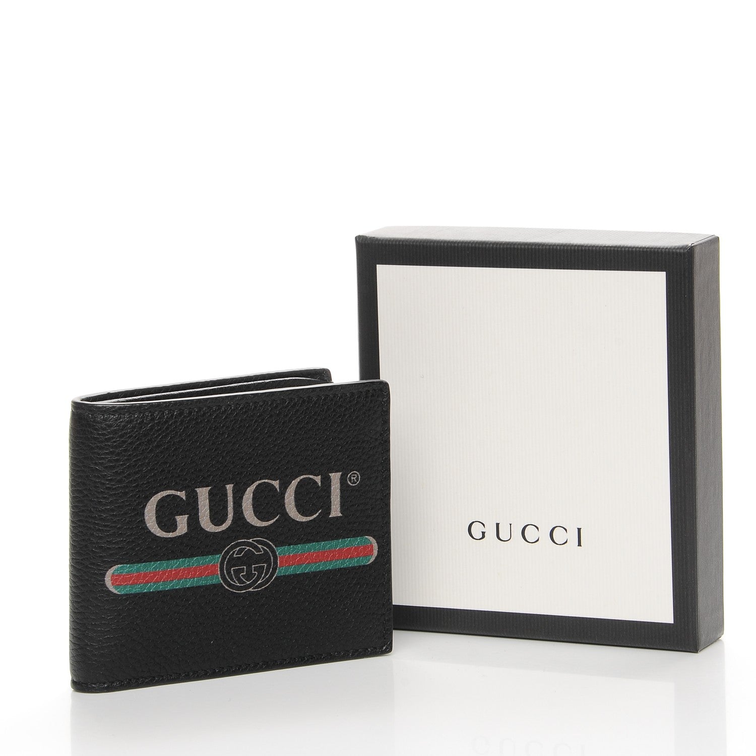Gucci Cripto Calfskin Logo Bi-Fold Wallet Black Grege 8 of 8