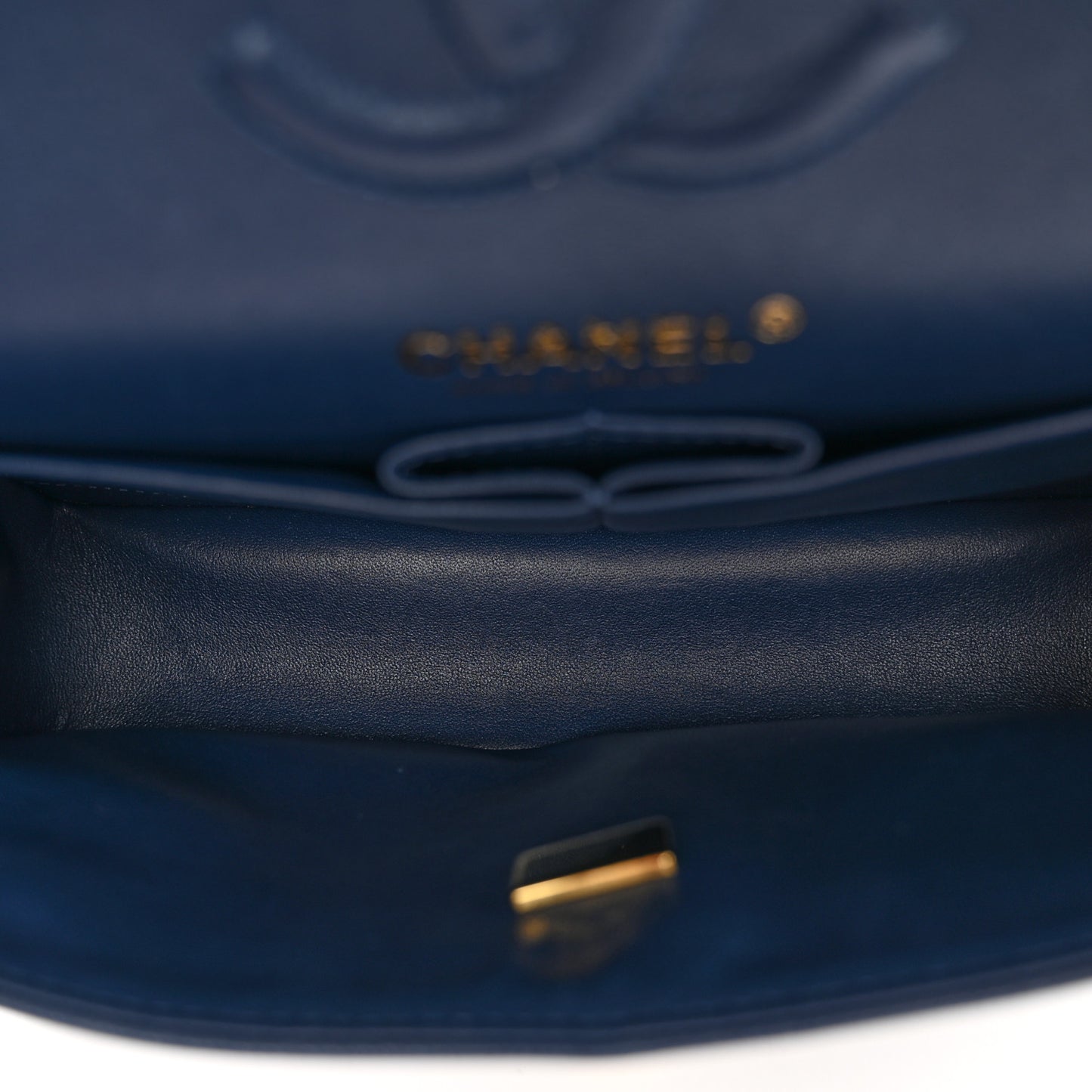 Caviar Quilted Small Double Flap Navy