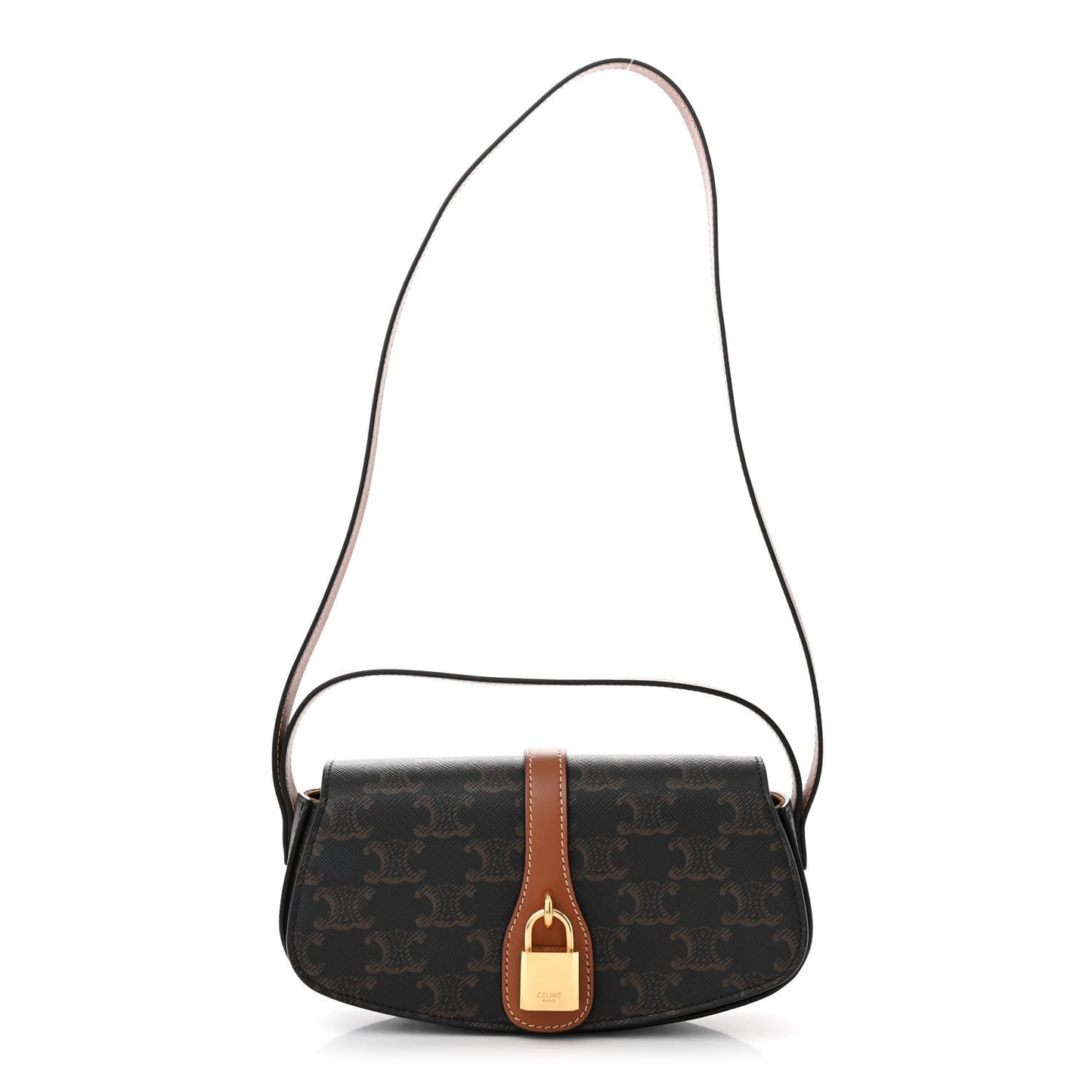 Triomphe Canvas Calfskin Tabou Clutch on Strap Tan