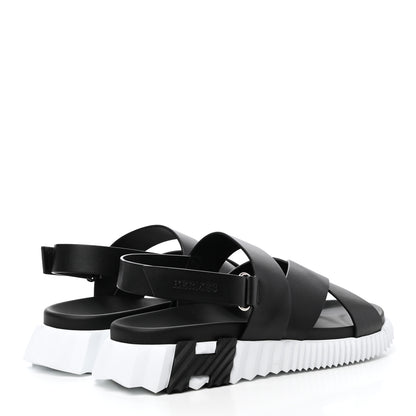 Hermes Calfskin Goatskin Mens Electric Sandals 44 Black White 4 of 8
