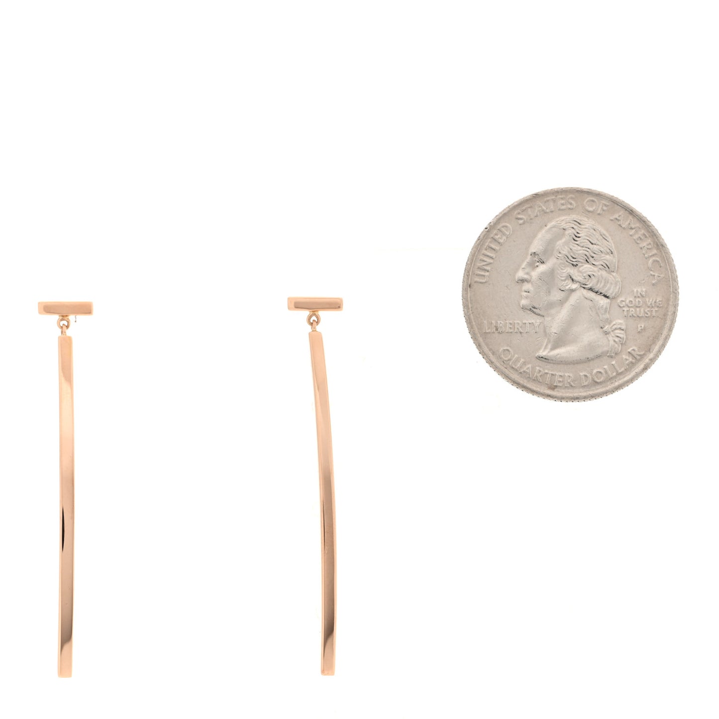 18K Rose Gold T Bar Earrings
