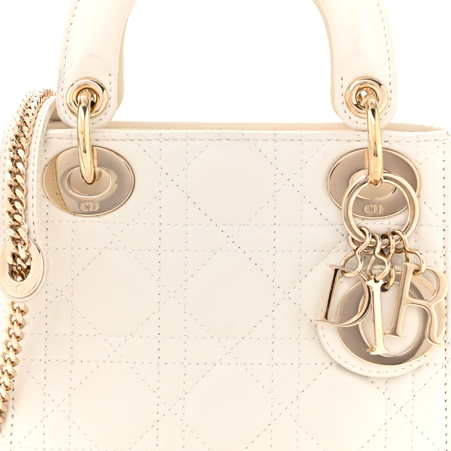 Lambskin Cannage Mini Lady Dior Latte