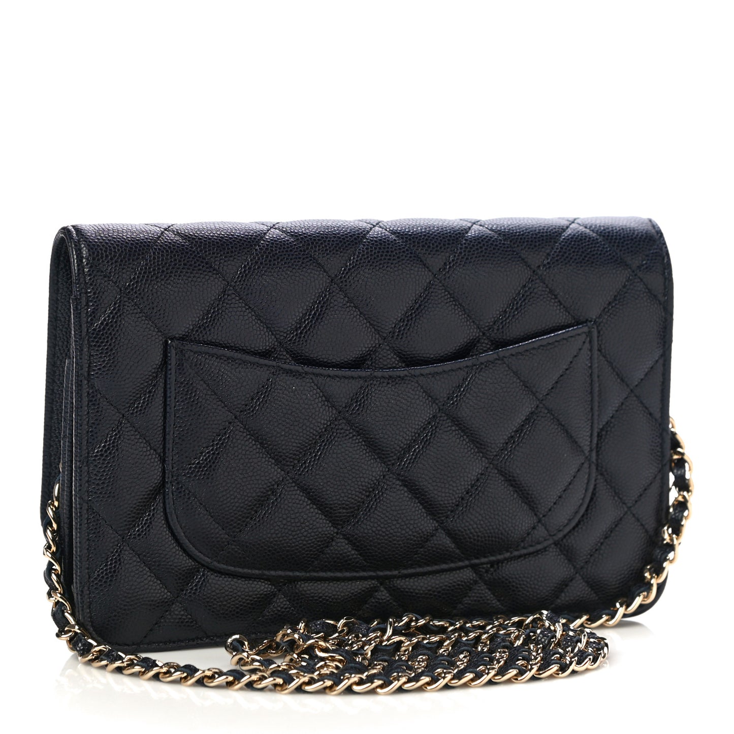 Caviar Quilted Wallet On Chain WOC Navy Blue