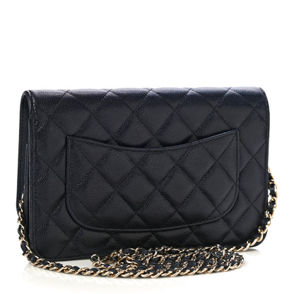 Chanel Caviar Quilted Wallet On Chain WOC Navy Blue 3 of 12