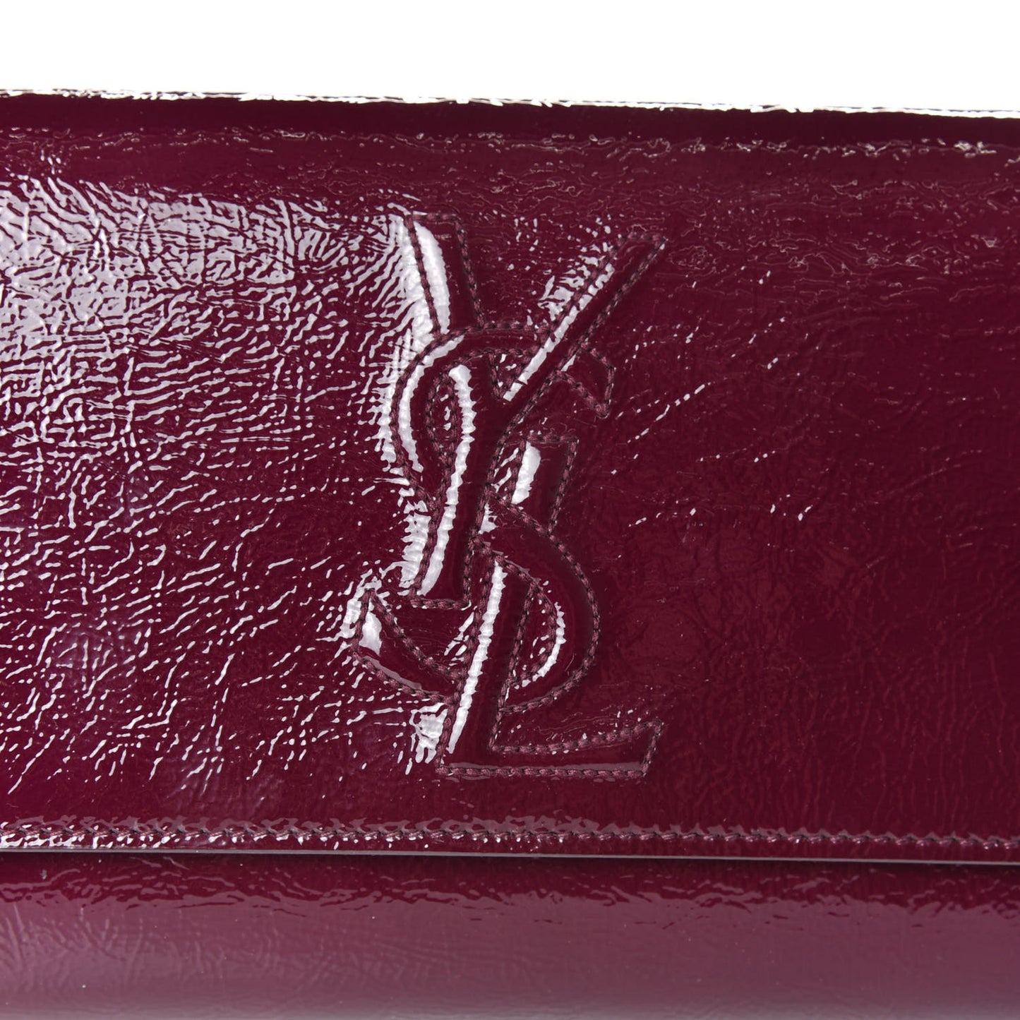 Textured Patent Calfskin Large Belle De Jour Clutch Bordeaux