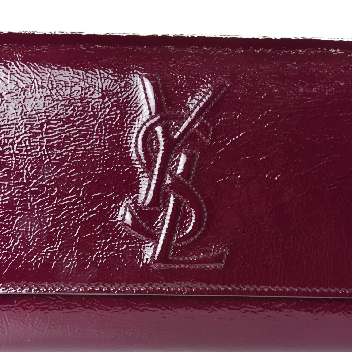 Saint Laurent Textured Patent Calfskin Large Belle De Jour Clutch Bordeaux 8 of 8