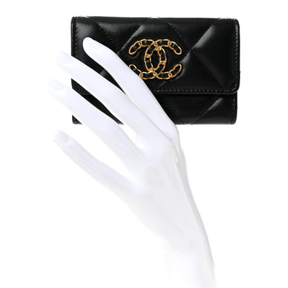 Chanel Lambskin Quilted Chanel 19 Flap Card Holder Black 2 of 8